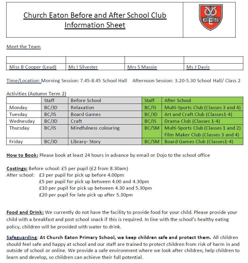 After-School club information